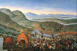 Vast Muslim army besieging Vienna in 1683.