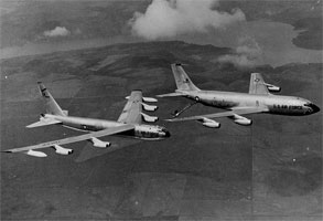 A B-52 nuclear bomber refueling. 