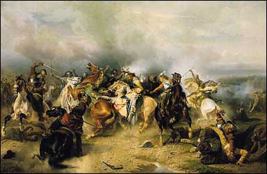 Death of King Gustavus at the Battle of Lutzen in 1632. 