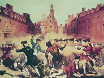 The Boston massacre occurred in 1770 when a British standing army fired on colonists.