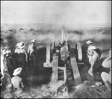 4.7 inch British naval gun shelling the farmers. 