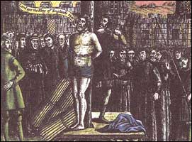 Saint William Tyndale at the stake. 