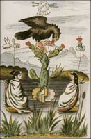 The eagle on the cactus was the symbol for the founding of the Aztec capital of Tenochtitlán.