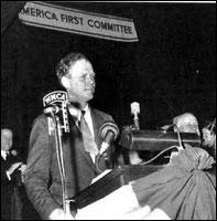 Charles Lindbergh speaking at an America First Rally. 