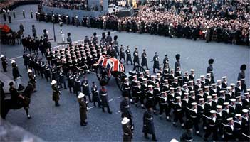 Funeral cortege of Sir Winston Churchill.