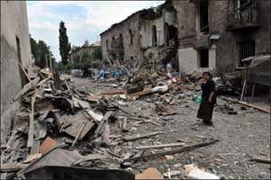 Most of the capital of South Ossetia was completely destroyed. 