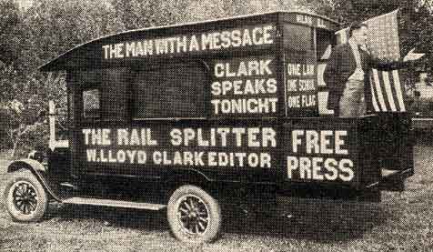 William Lloyd Clark and his church on wheels.