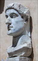 Colossal head of Constantine in Rome. 