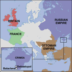 The Russian navy was cut off from access to the Mediterranean by Turkey, Britain and France. 