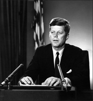President Kennedy making his full retaliatory response speech. 