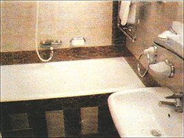 The bathtub in the Hotel Berlin where the fake Oswald "attempted suicide." 