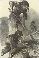 Famine victims digging 