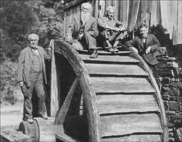 Thomas Edison, John Burroughs, Henry Ford and Harvey Firestone on a camping expedition in 1918.