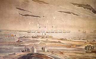 The rockets red glare. The shelling of Fort McHenry in 1814. 