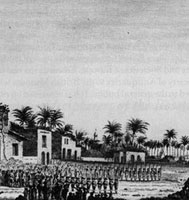 French troops parading at Rosetta in Egypt. 