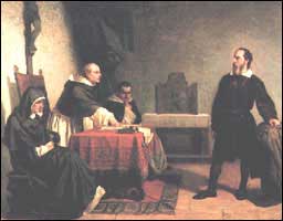 Galileo on trial before the Inquisition.