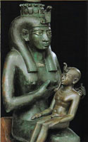 Egyptian goddess Isis breast feeding Horus. 