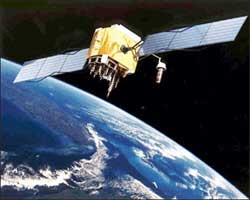 GPS satellites orbit at a height of about 12.000 miles (19.300 km) and orbit the earth once every 12 hours. 