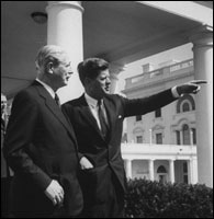 President Kennedy and prime minister Macmillian at the White House. 