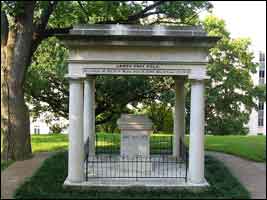 James K. Polk's tomb lies on the grounds of the state capitol in Nashville, Tennessee.