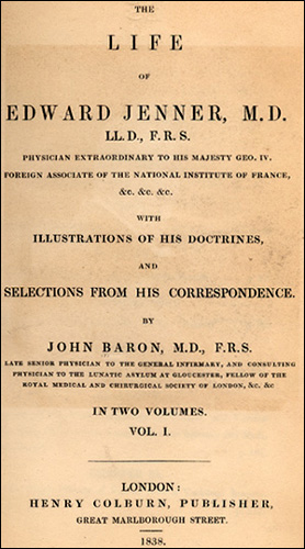 Title page of Jenner's biography.