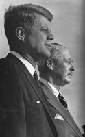 President Kennedy and Harold Macmillan, Washington City, April 1962. 