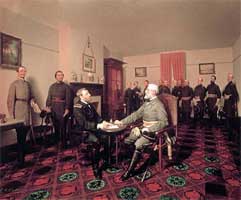 Lee surrendered to Grant at Appomattox Court House on April 9, 1865.