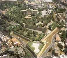 The Leonine Wall surrounding the Vatican. 