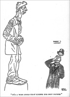 Life magazine depicting the horror of Robert Lincoln at the caricature of his father. 