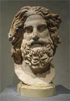 Marble head of Zeus. 