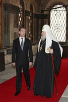 Russian President Dmitry Medvedev and Patriarch Alexy II. 
