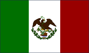 Mexican flag with the eagle on the prickly cactus. Instead of a bird the eagle now has a snake in its claw.