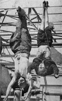 Iconic photo of Mussolini and his mistress hanging upside down.