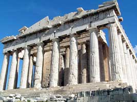 Close-up view of the Parthenon. 
