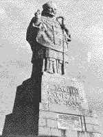 Statue of St. Patrick in Saul, Co. Down, Northern Ireland, showing the false date of his arrival in Ireland.