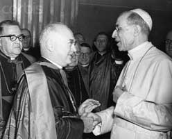Pope Pius XII greeting Cardinal 