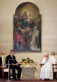 Pope John Paul II and President Bush at the Vatican. 