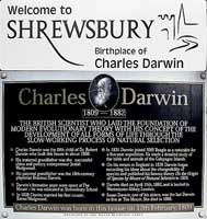 Darwin plaque in Shrewdsbury. 