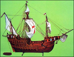 Columbus' ship the Santa Marie was wrecked near Santo Domingo on the night of Dec. 25, 1492. He had to sail home on the Niña with Vicente Yañez Pinzón. 