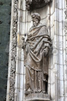 Statue of St. Paul at Seville Cathedral, Spain. 