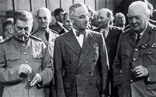 Stalin, Truman, and Churchill at Potsdam. In the