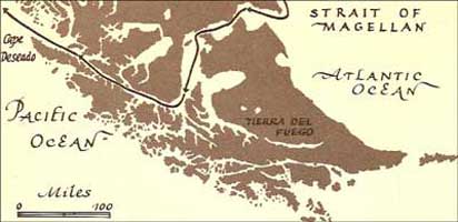 The so-called Straits of Magellan at the tip of South Cabotia!!