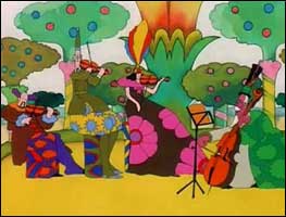 The Titanic orchestra playing a requiem for the Beatles in the movie Yellow Submarine!! 