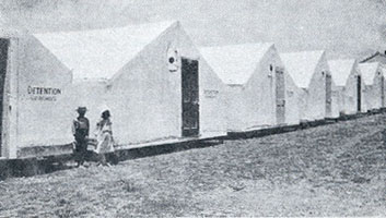 Rows of tents for persons held in detention on accout of having been exposed to smallpox.