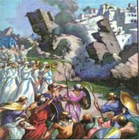 The walls of Jericho fell down flat.