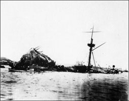 Wreckage of the battleship USS 